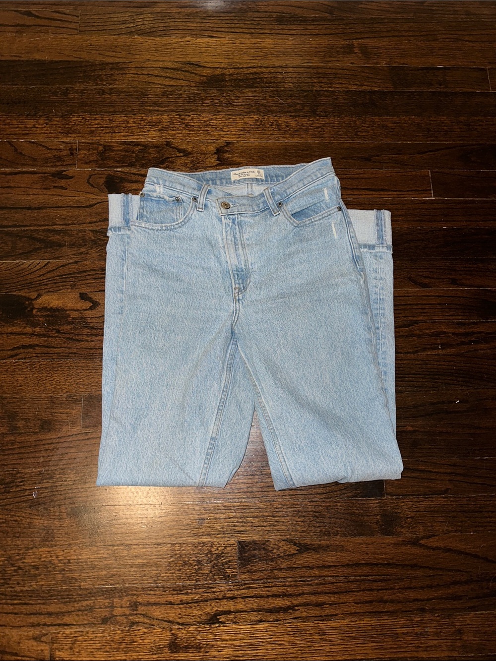 Abercrombie & Fitch Light Wash Crossover Straight Leg Jeans